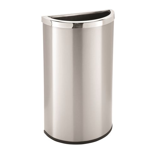 Commercial Zone Precision Series 15 Gallon Half Moon Trash Container, Stainless Steel